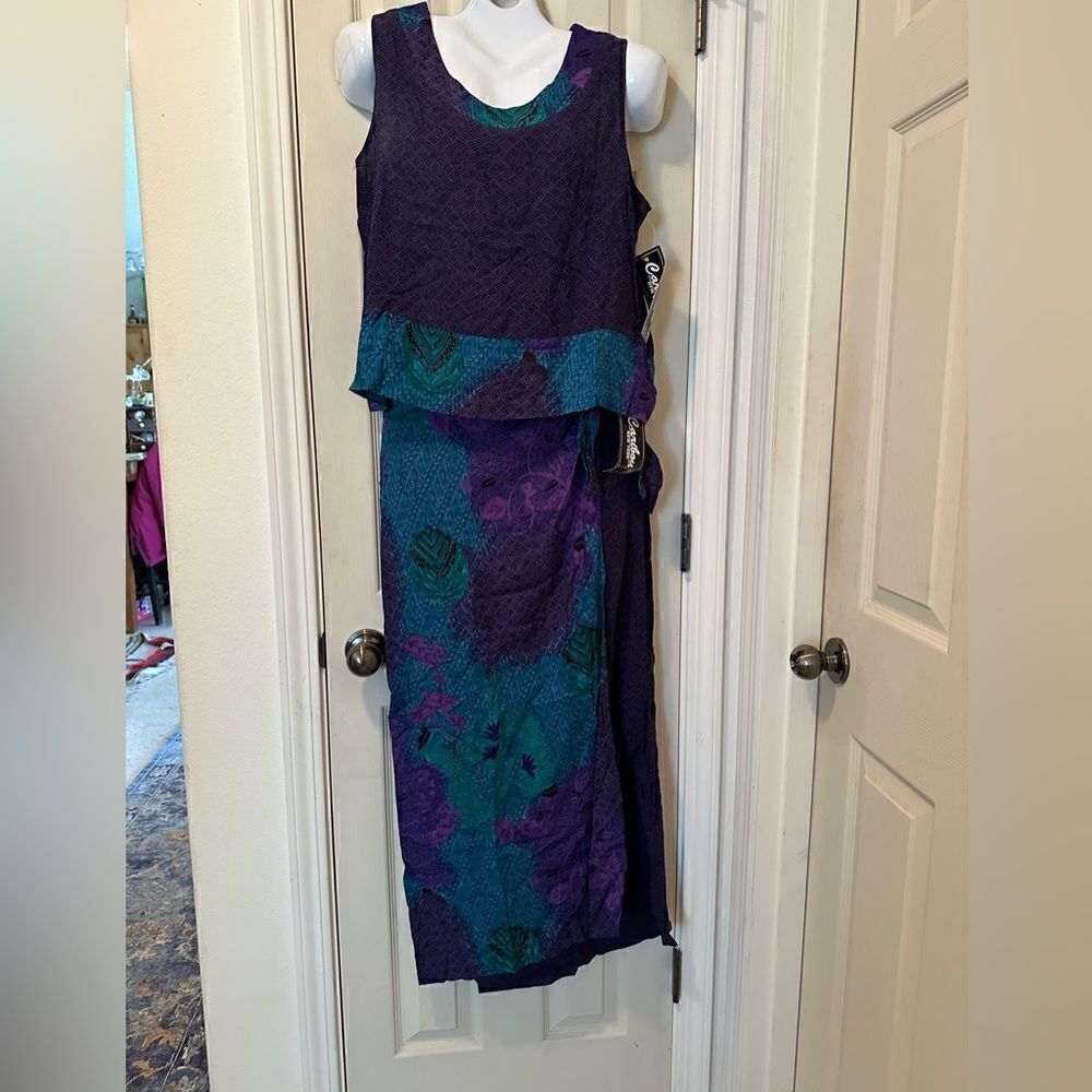 Caribou vintage 90s two piece set dress W/tags… Purple and teal